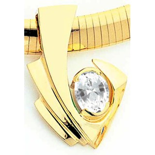 14k 9x7mm Oval Cubic Zirconia slide