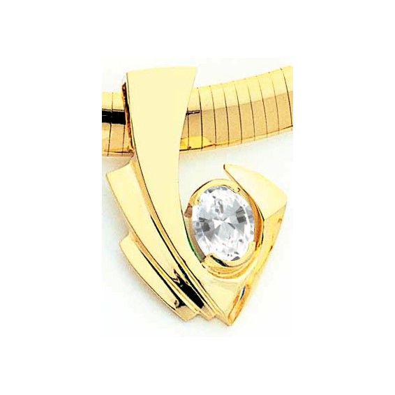 14k 9x7mm Oval Cubic Zirconia slide