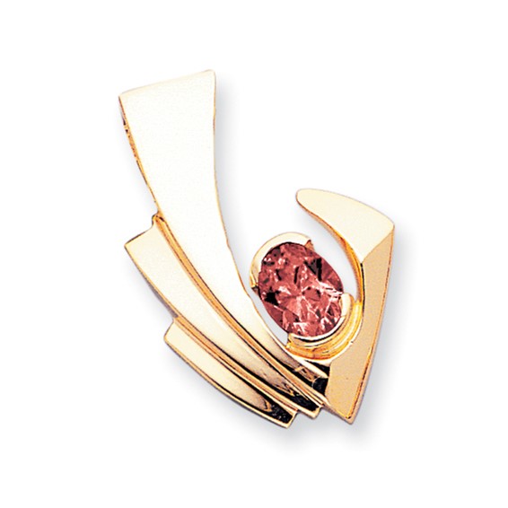 14k 9x7mm Oval Garnet Checker slide