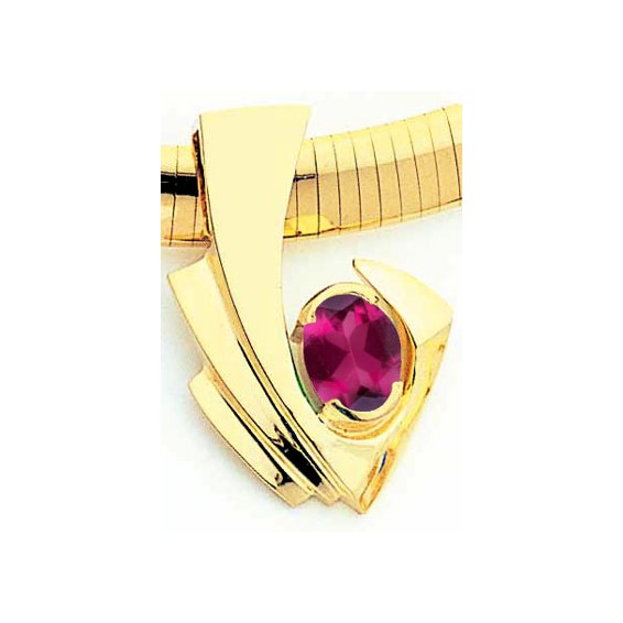 14k 9x7mm Oval Rhodolite Garnet slide