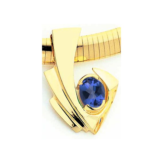 14k 9x7mm Oval Sapphire slide