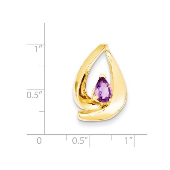 14k 7x5mm Pear Amethyst Slide