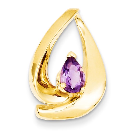 14k 7x5mm Pear Amethyst Slide