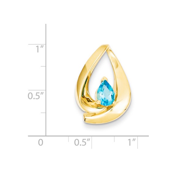 14k 7x5mm Pear Blue Topaz slide