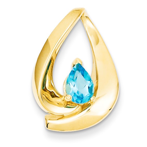 14k 7x5mm Pear Blue Topaz slide