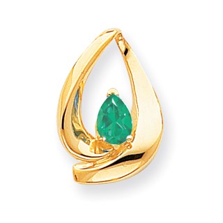 14k 7x5mm Pear Emerald slide