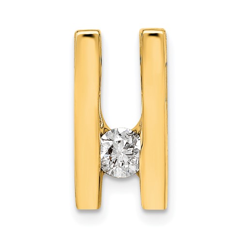 14K Yellow Gold Complete AA 4.1mm Diamond Slide Fits Up to 4mm Regular 6mm Fancy Or Reversible Omega