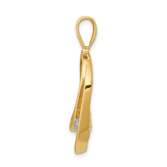 Gold Polished Diamond Slide Pendant