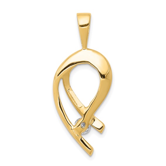 Gold Polished Diamond Slide Pendant