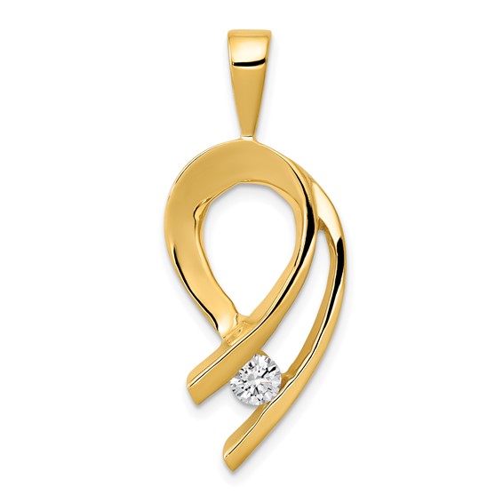 Gold Polished Diamond Slide Pendant
