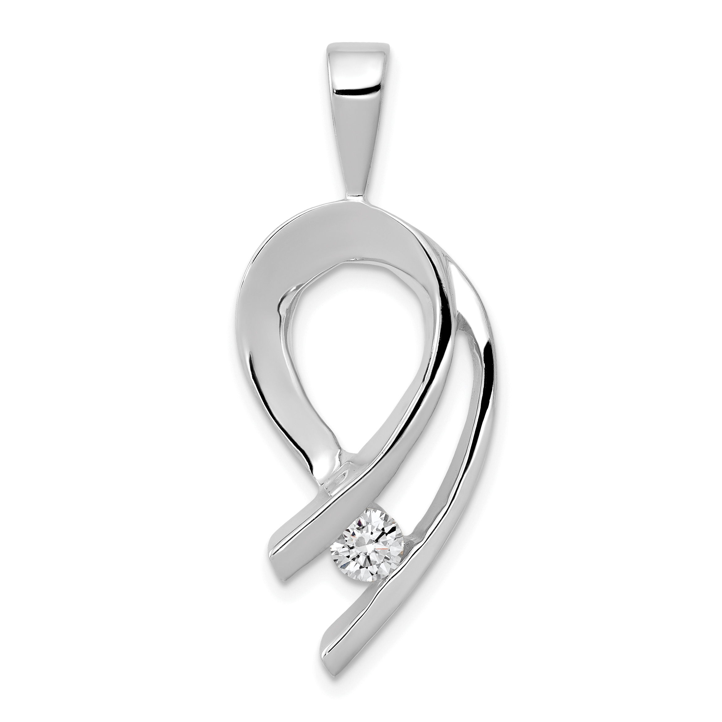 14k White Gold Complete 1/4 carat AA Diamond Slide Fits up to 2mm Regular/6mm Fancy or Reversible Omega (XS257WAA)