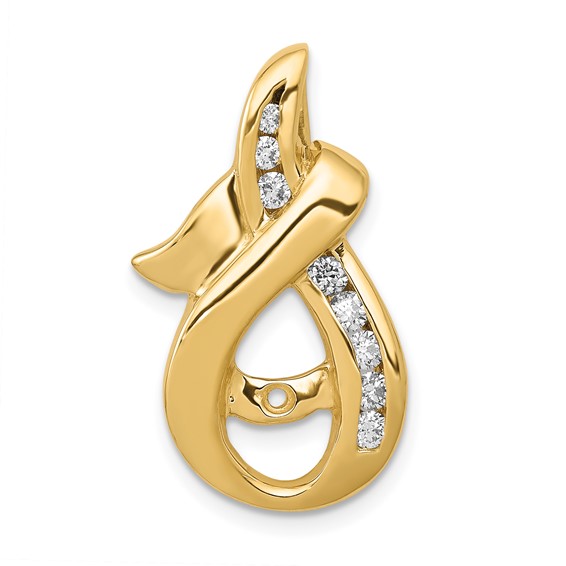 Gold Polished Diamond Slide Pendant