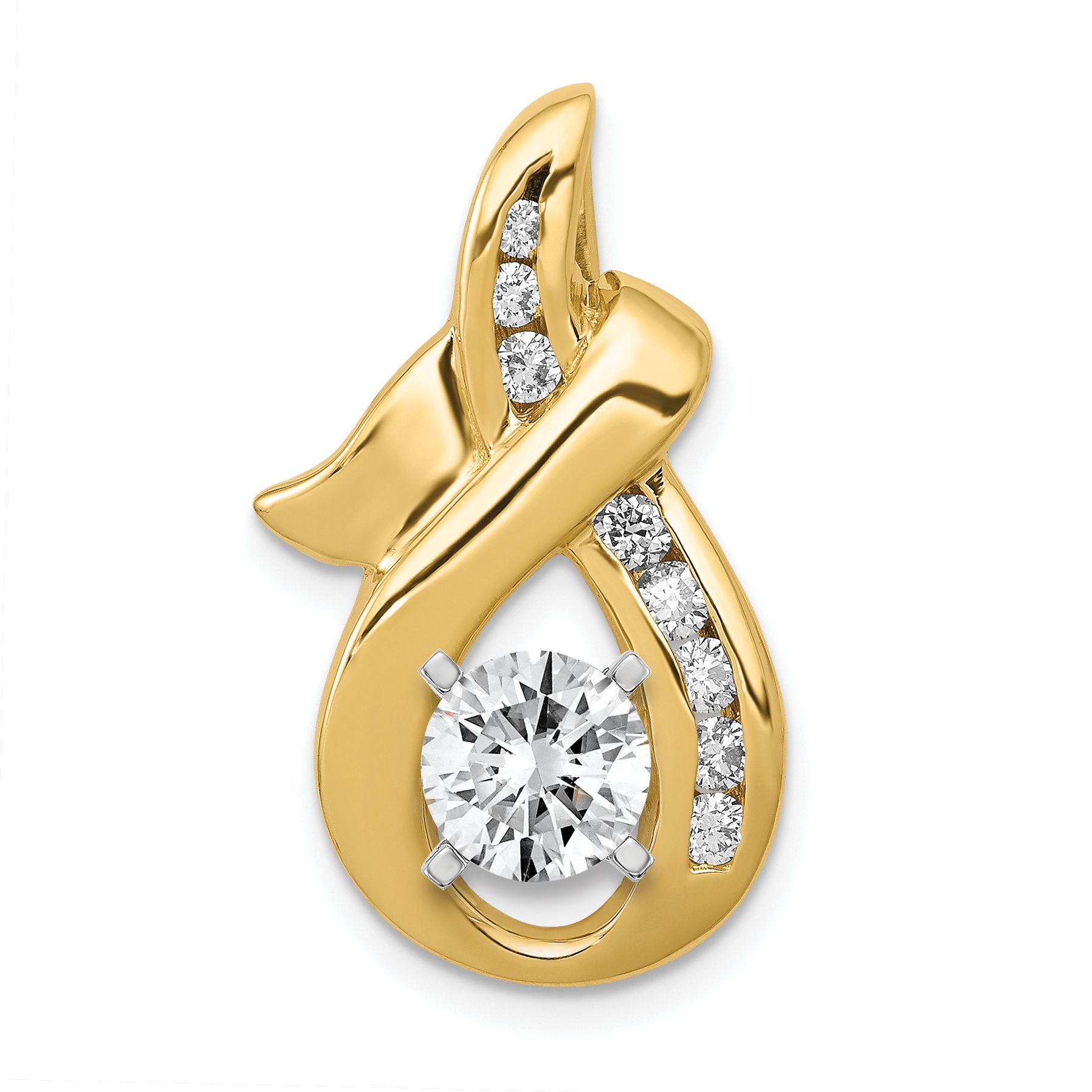 14k Peg-set A Diamond Semi-Mount Slide Fits up to 6mm Regular/8mm Fancy or Reversible Omega (XS539A)