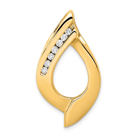 Gold Polished Diamond Slide Pendant
