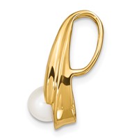 14K Yellow Gold 6-7mm Near Round White Freshwater Cultured Pearl Slide Fits Up to 6mm Regular 8mm Fancy Or Reversible Omega view 2