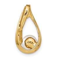 14K Yellow Gold 6-7mm Near Round White Freshwater Cultured Pearl Slide Fits Up to 6mm Regular 8mm Fancy Or Reversible Omega view 4