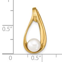 14K Yellow Gold 6-7mm Near Round White Freshwater Cultured Pearl Slide Fits Up to 6mm Regular 8mm Fancy Or Reversible Omega view 3