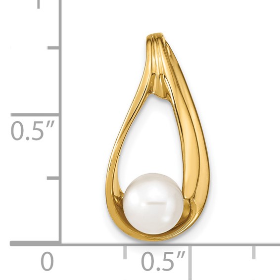 14k 6-7mm Near Round White Freshwater Cultured Pearl Slide Fits up to 6mm Regular/8mm Fancy or Reversible Omega