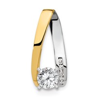 14K Two-tone Peg-Set Aaa Diamond Semi-Mount Slide Fits Up to 4mm Regular 6mm Fancy Or Reversible Omega view 1