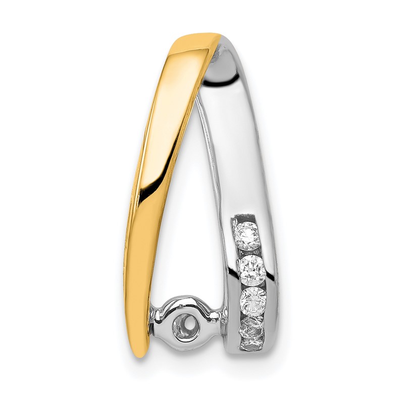 14k Two-tone 5/8 carat Lab Grown Diamond VS/SI+ G+ Round Complete Chain Slide Pendant