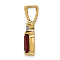 14K Yellow Gold 8x 6mm Emerald-cut Garnet and AA Diamond Slide Fits Up to 2mm Regular 4mm Fancy Or Reversible Omega view 2