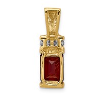 14K Yellow Gold 8x 6mm Emerald-cut Garnet and AA Diamond Slide Fits Up to 2mm Regular 4mm Fancy Or Reversible Omega view 3