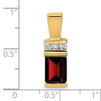 14K Yellow Gold 8x 6mm Emerald-cut Garnet and AA Diamond Slide Fits Up to 2mm Regular 4mm Fancy Or Reversible Omega view 4