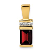 14K Yellow Gold 8x 6mm Emerald-cut Garnet and AA Diamond Slide Fits Up to 2mm Regular 4mm Fancy Or Reversible Omega view 1