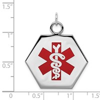 Sterling Silver Rhodium-plated Medical Jewelry Pendant view 4