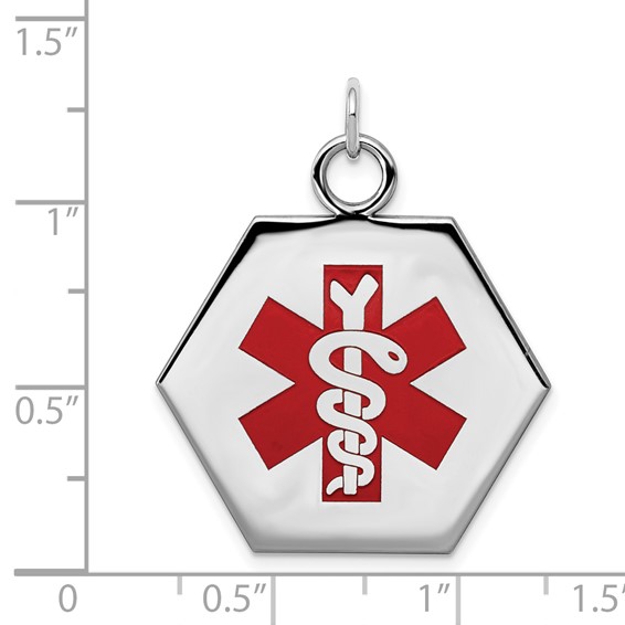 Sterling Silver Rhodium-plated Medical Jewelry Pendant