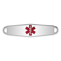 Sterling Silver Rhodium-plated Centered Red Enamel 57x 13mm Medical ID Plate view 1