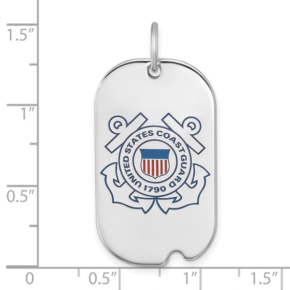 Sterling Silver Rhodium-plated US Coast Guard Dog Tag