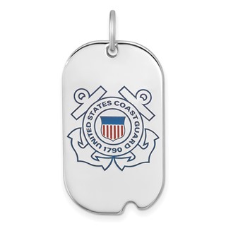 Sterling Silver Rhodium-plated US Coast Guard Dog Tag