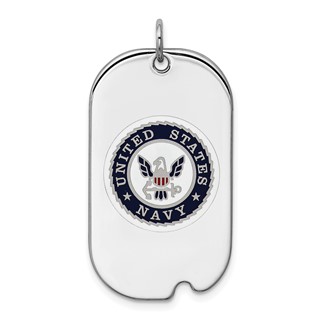 Sterling Silver Rhodium-plated U.S. Navy Dog Tag