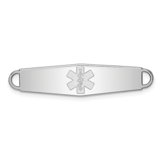 Sterling Silver Rhodium-plated Non-enameled Medical ID Plate