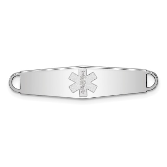 Sterling Silver Rhodium-plated Non-enameled Medical ID Plate
