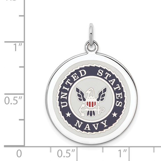 Sterling Silver Rhodium-plated U.S. Navy Disc