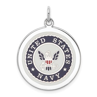 Sterling Silver Rhodium-plated U.S. Navy Disc
