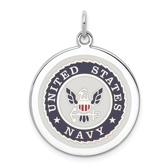 Sterling Silver Rhodium-plated U.S. Navy Disc