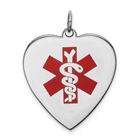Sterling Silver RH-pltd Engraveable Enamel Lg.Heart Medical Pendant view 1