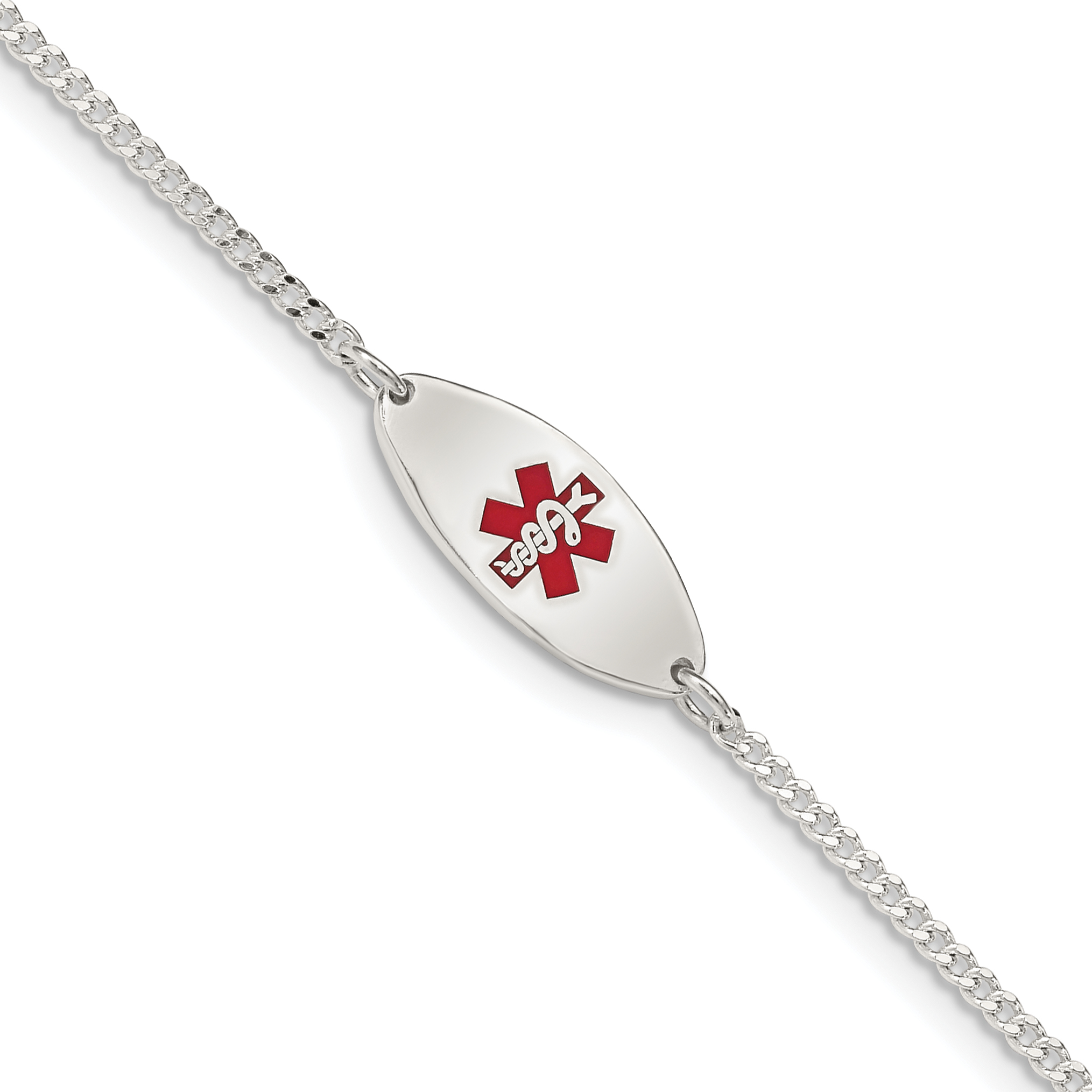 Sterling Silver Rhodium-plated Enamel Medical Jewelry Bracelet (XSM154-7)