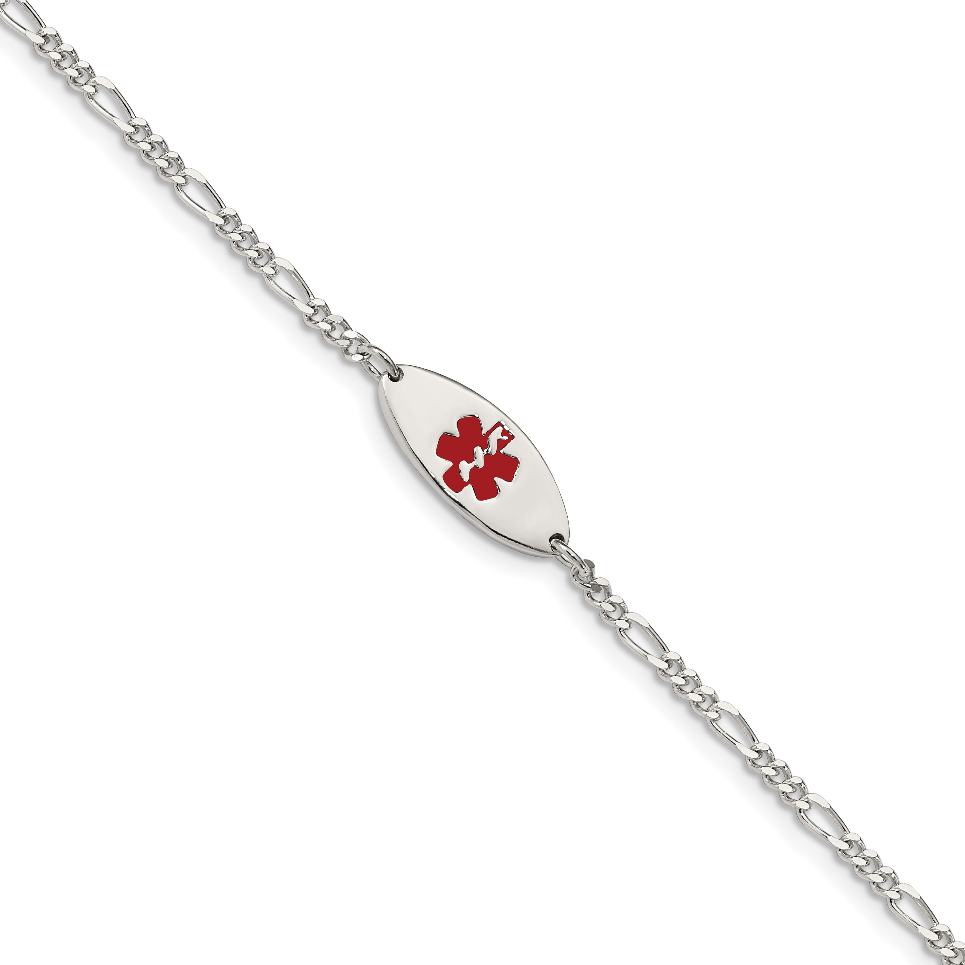 Sterling Silver Rhodium-plated Enamel Medical Jewelry Bracelet (XSM155-7)