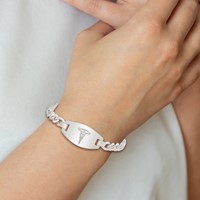 Sterling Silver Polished Curb Link 29x 15mm Oval Plate Medical ID Bracelet, 7.25" view 5
