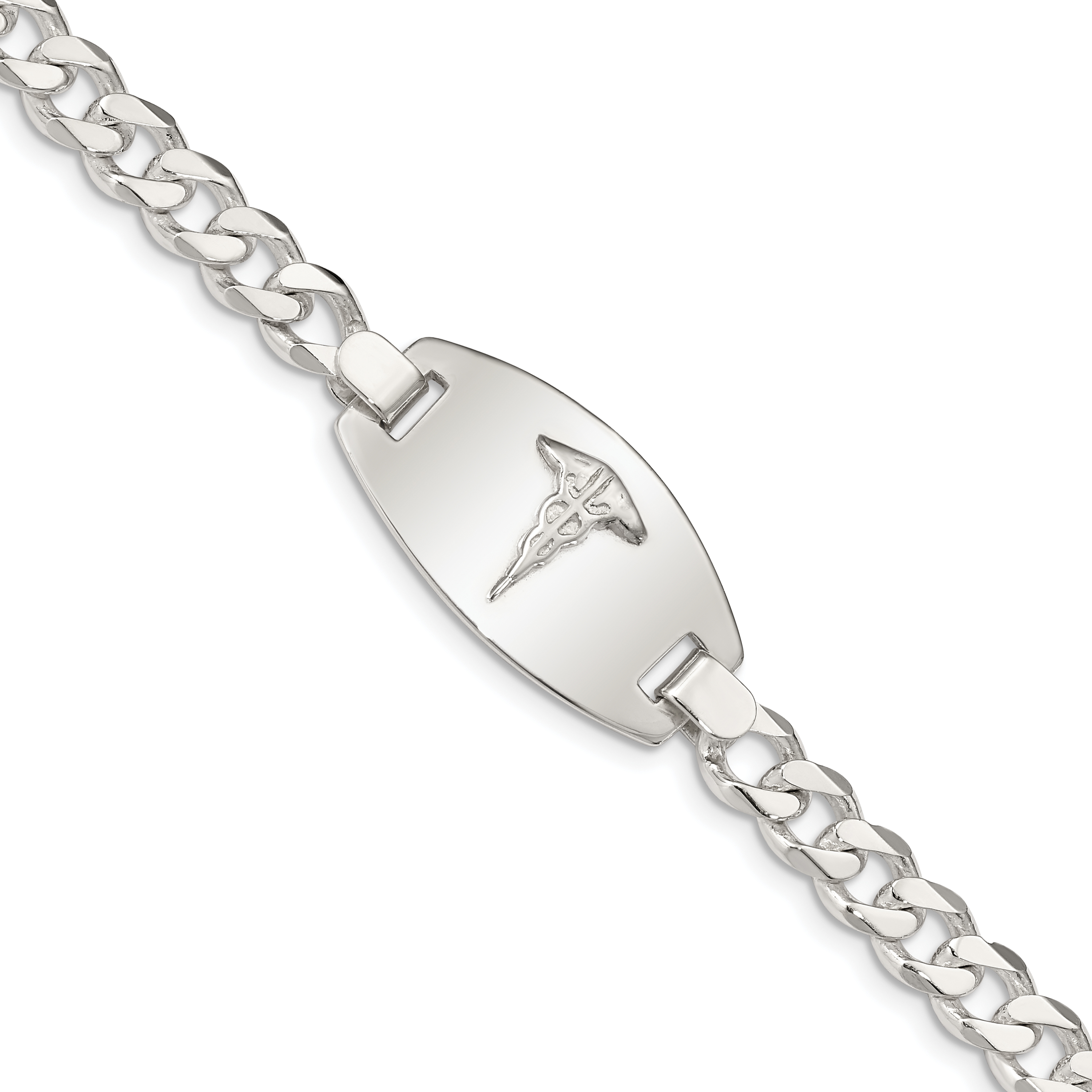 Sterling Silver Medical Jewelry Curb Link Bracelet (XSM156-7.25)