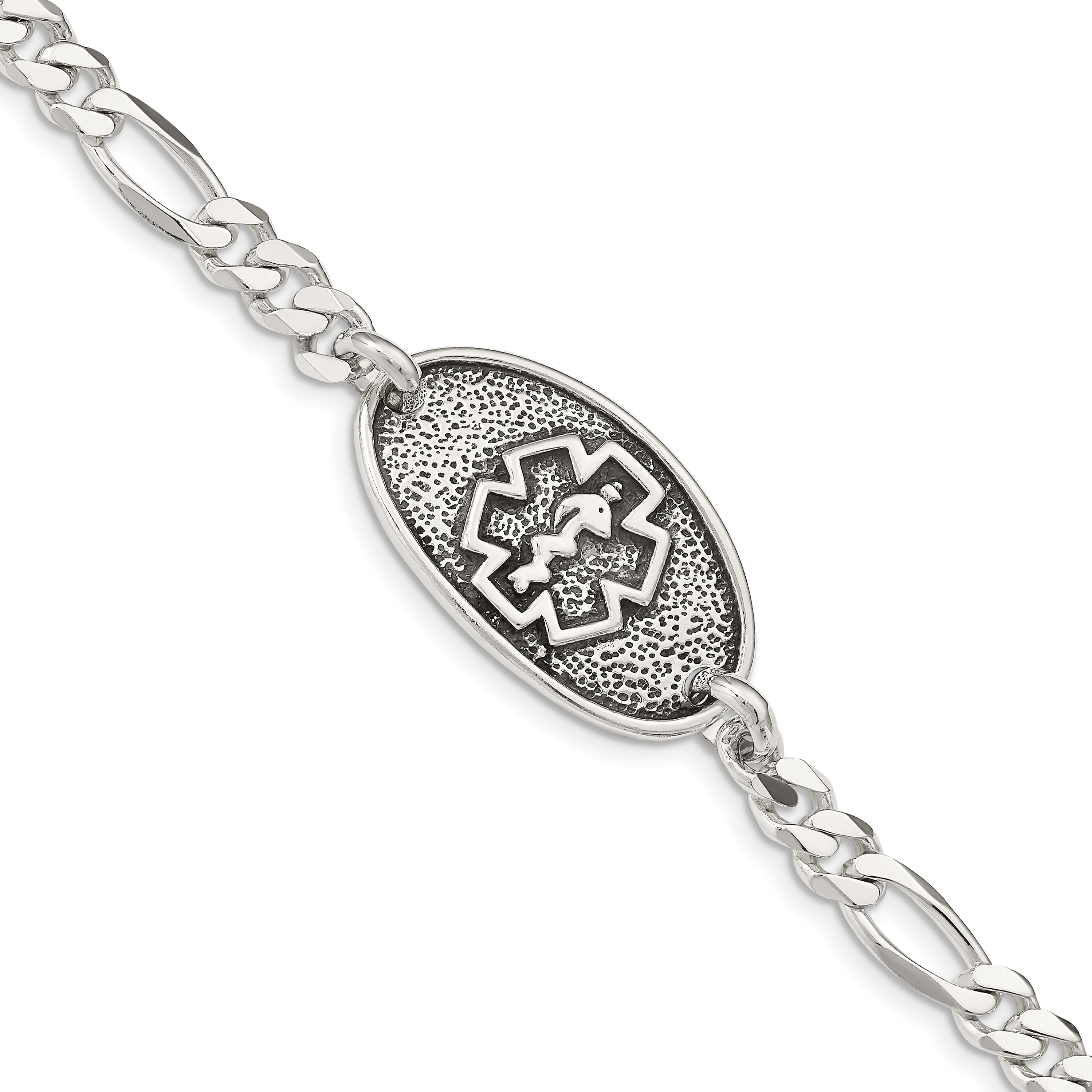 Sterling Silver Antiqued / Polished Medical Bracelet (XSM157-8)