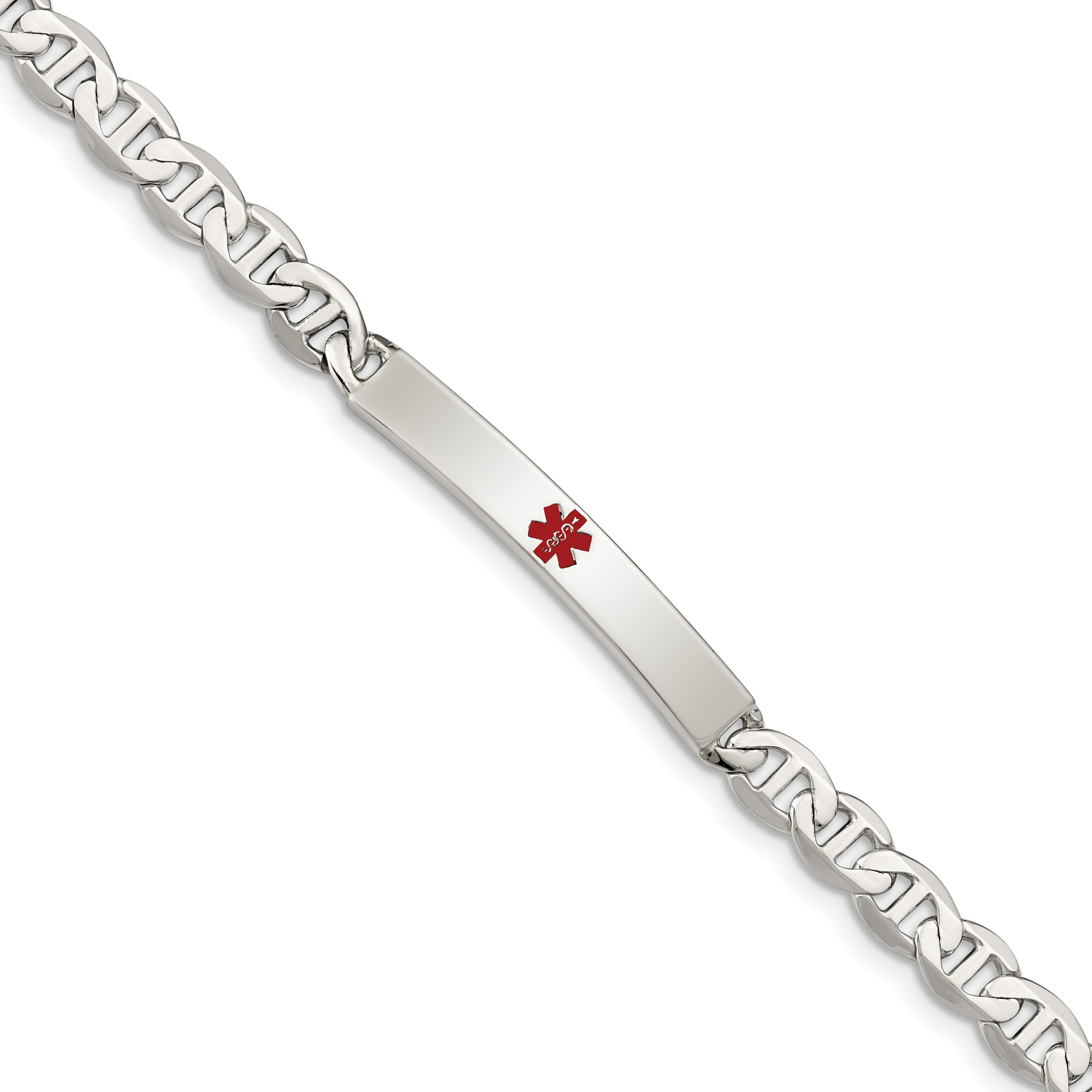 Sterling Silver Polished Medical Anchor Link ID Bracelet (XSM158-7.5)