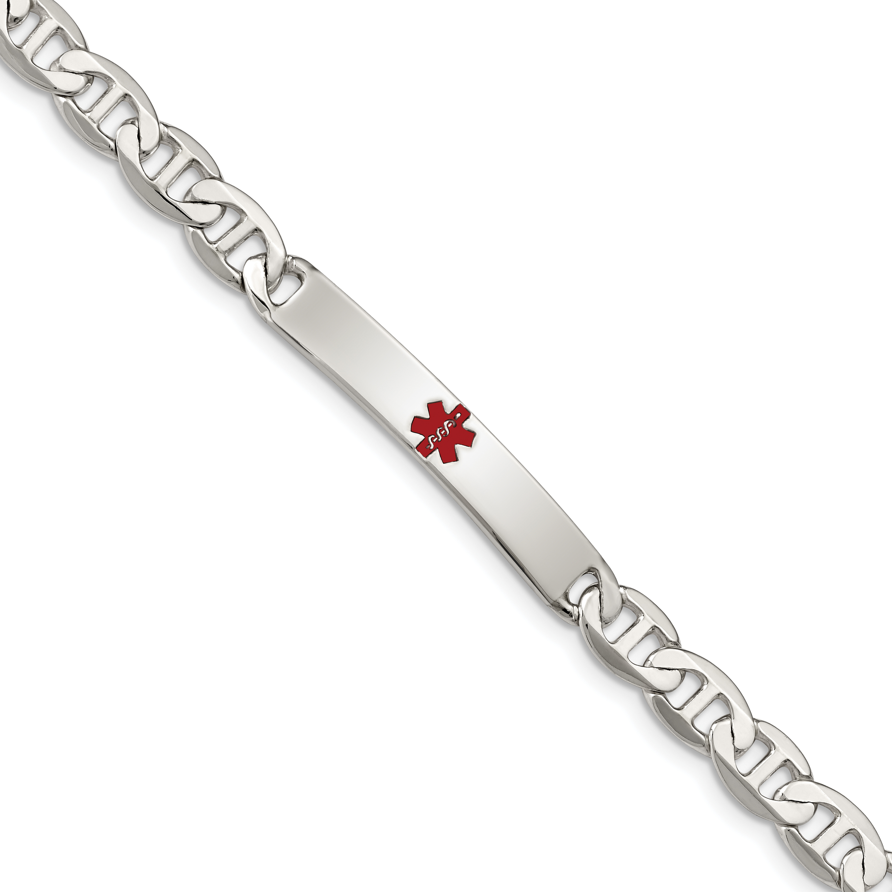 Sterling Silver Polished Medical Anchor Link ID Bracelet (XSM161-7.5)