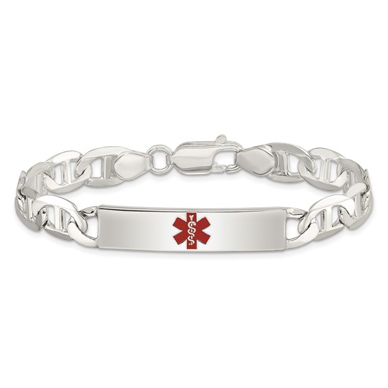 Sterling Silver Polished Medical Anchor Link ID Bracelet
