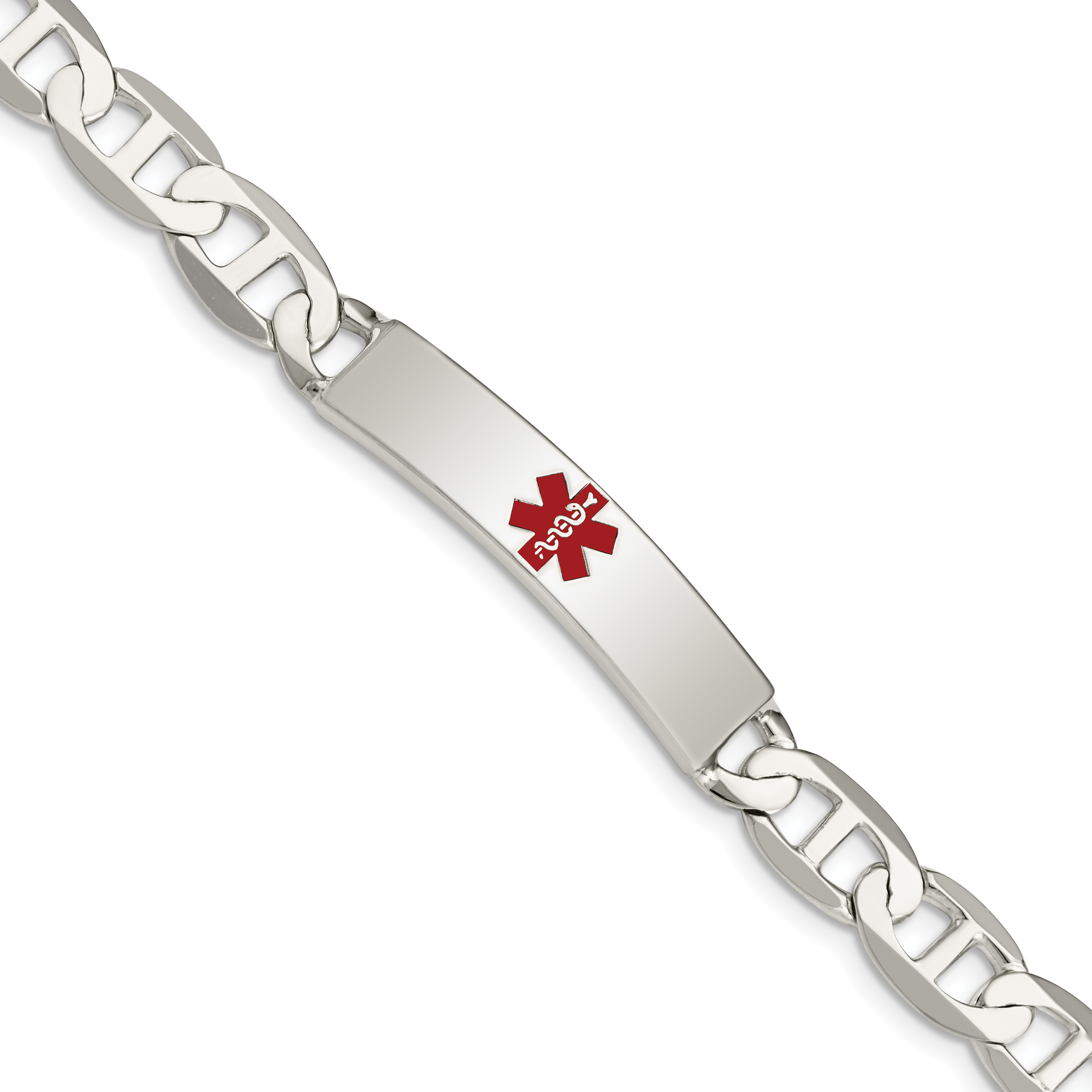 Sterling Silver Polished Medical Anchor Link ID Bracelet (XSM165-7.5)