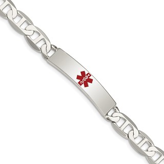 Sterling Silver Polished Medical Anchor Link ID Bracelet